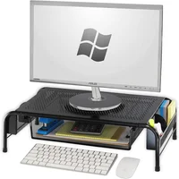 Soporte Elevador de Monitor de Metal con Cajón Organizador para Escritorio