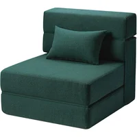 Sofá Cama Plegable Individual en Espuma Viscoelástica Verde Oscuro