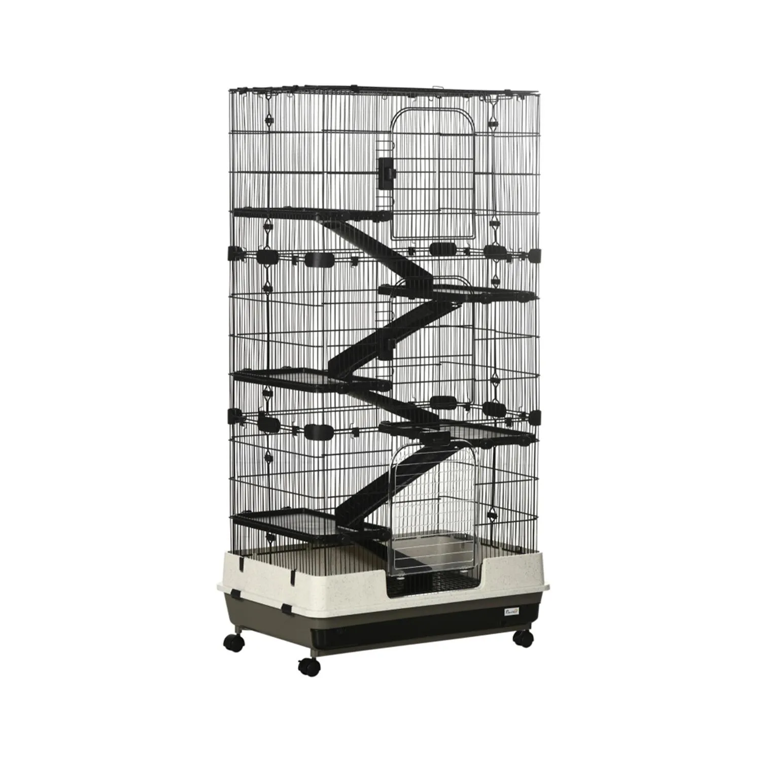 Jaula vertical con ruedas y base profunda para mascotas pequeñas 5