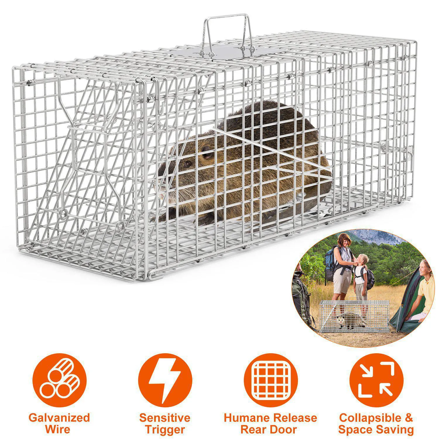 Jaula Trampa Humanitaria para Animales Pequeños con Puertas Dobles
