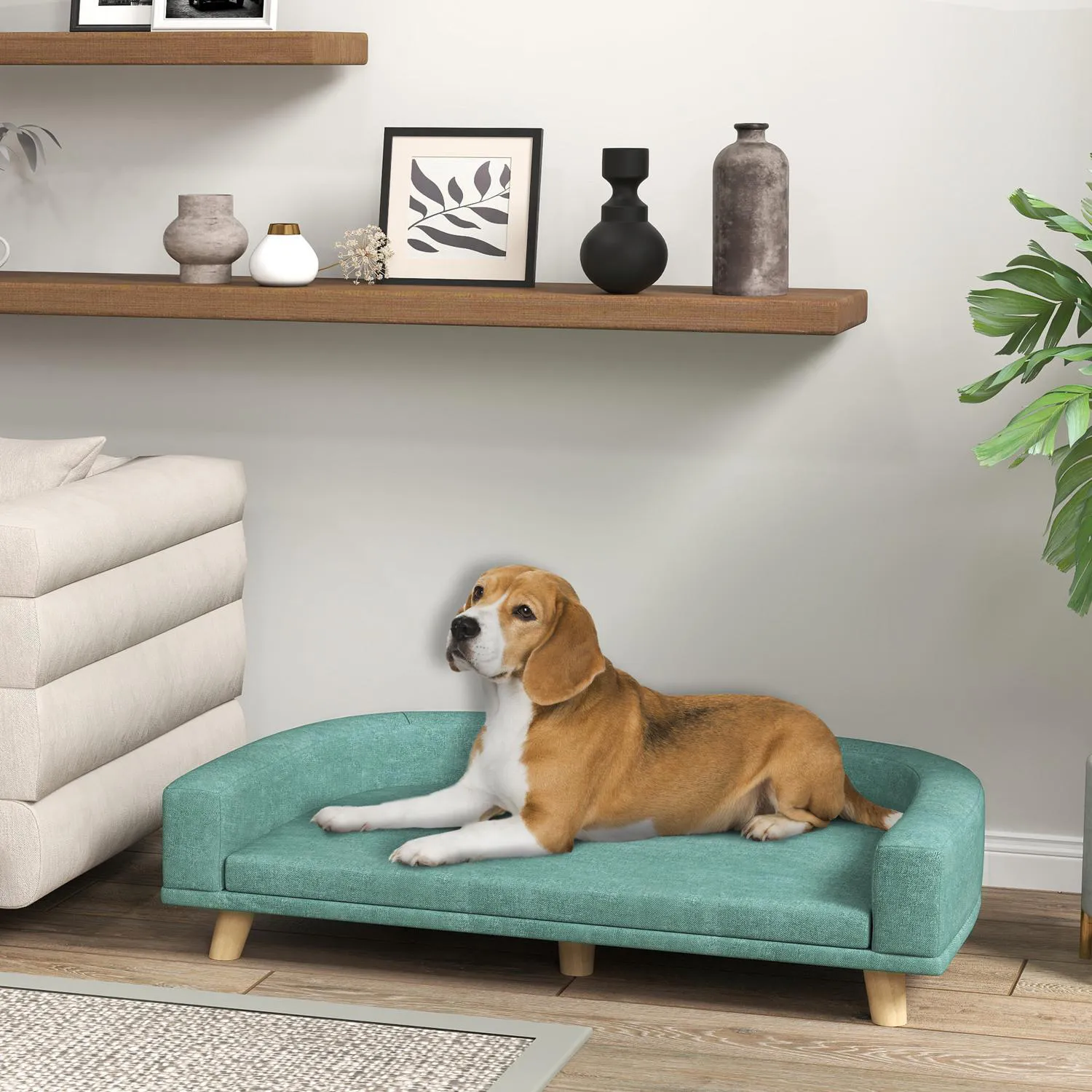Sofá Para Perros Grande Con Diseño Elevado Verde Natural