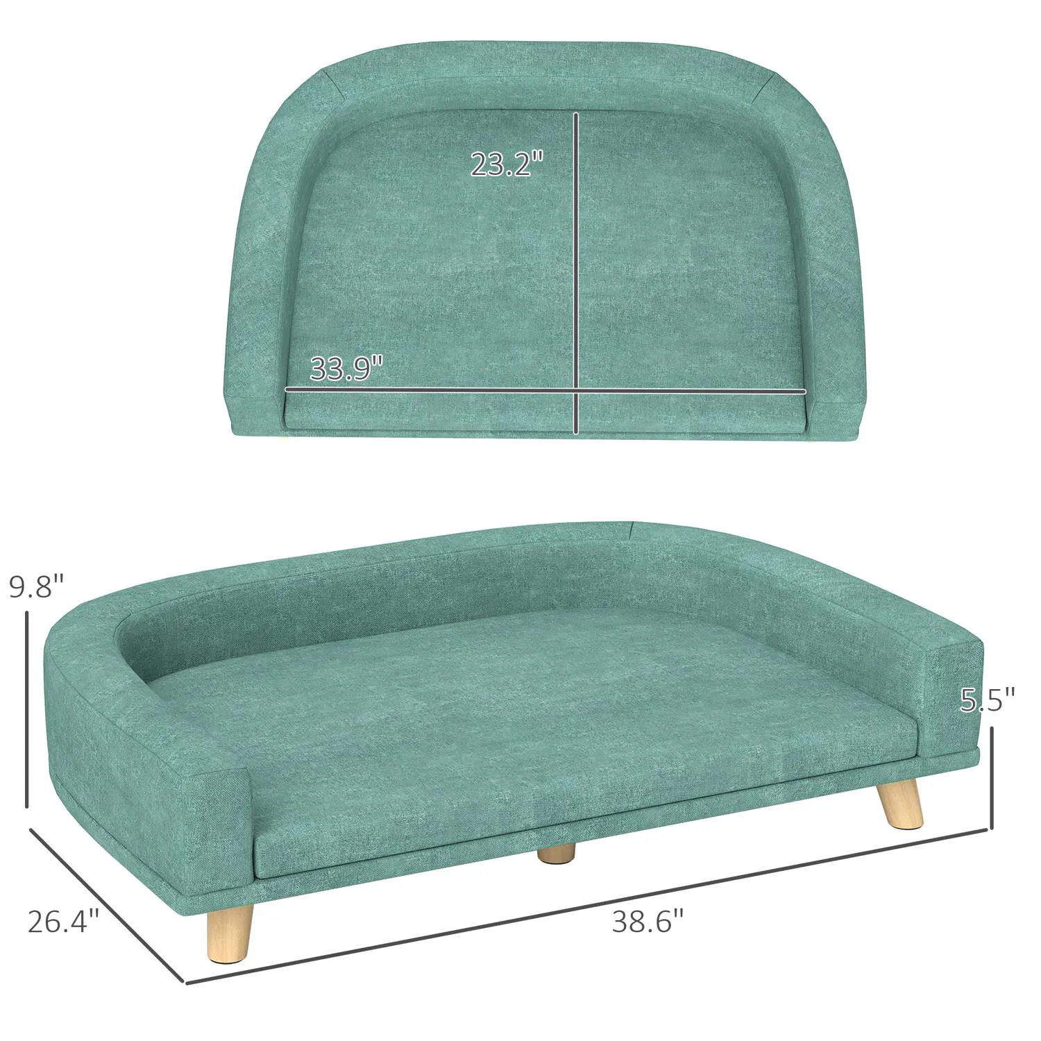 Sofá Para Perros Grande Con Diseño Elevado Verde Natural