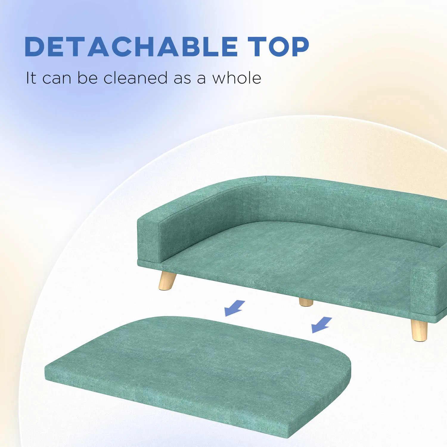 Sofá Para Perros Grande Con Diseño Elevado Verde Natural 4
