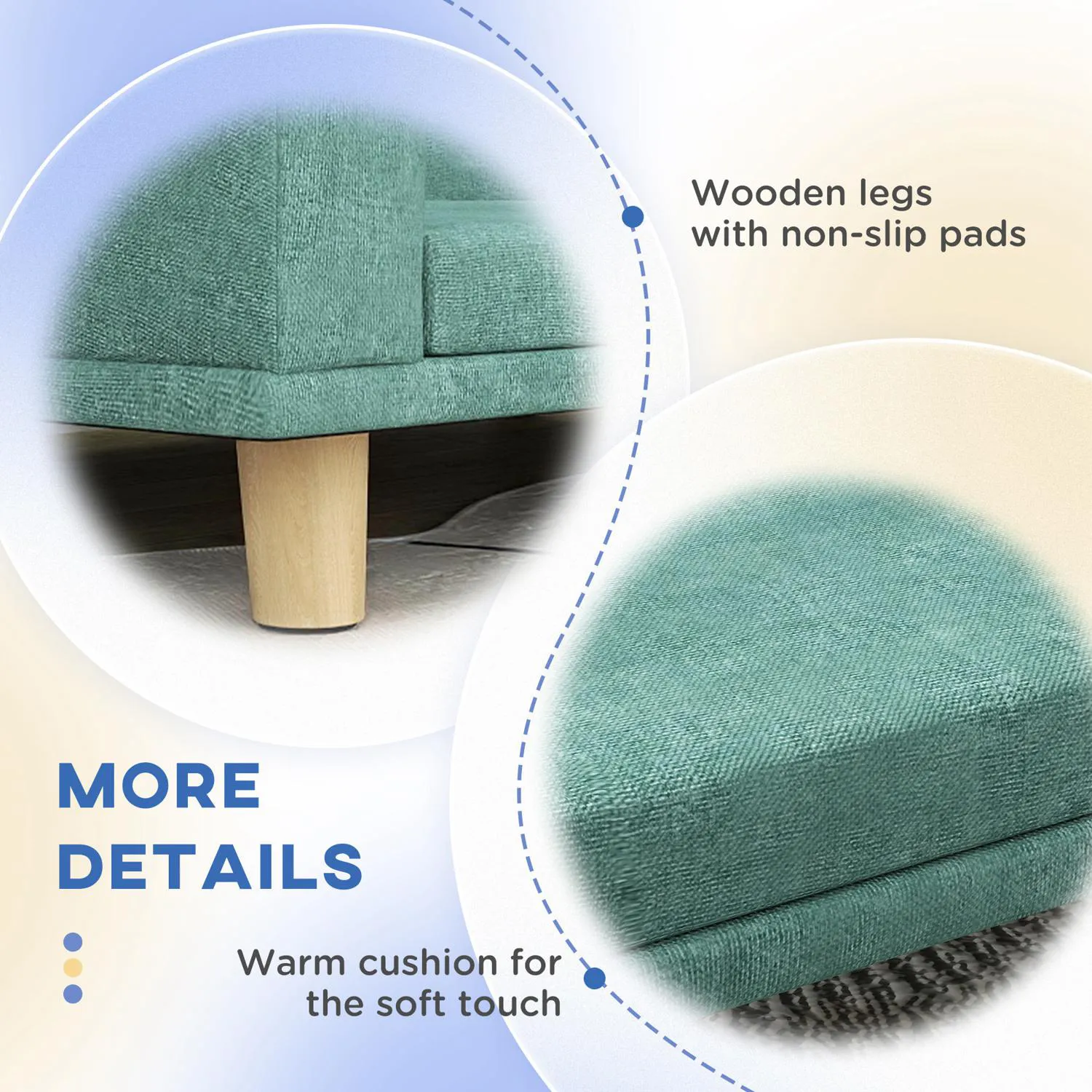 Sofá Para Perros Grande Con Diseño Elevado Verde Natural 5