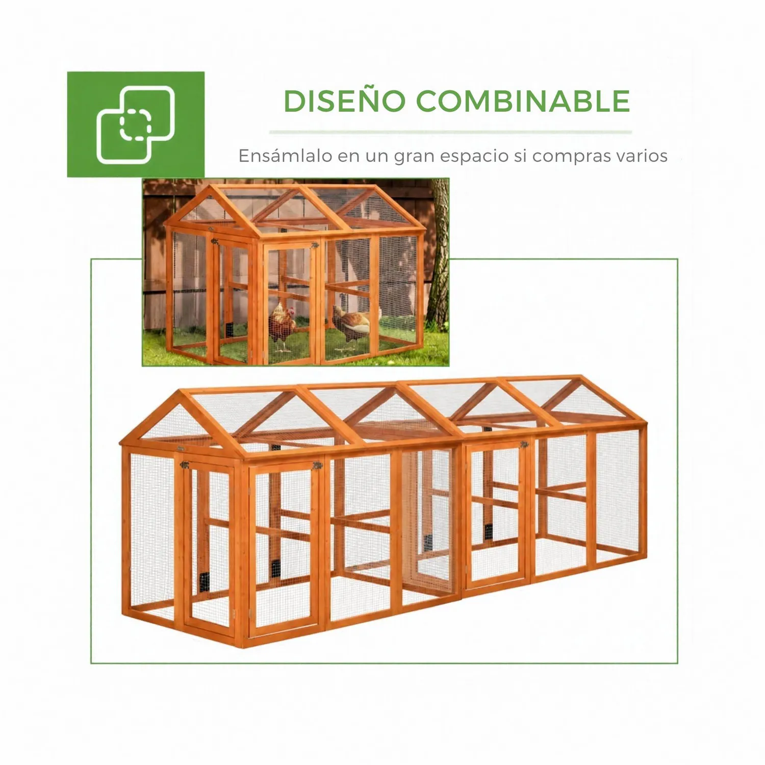 Gallinero de Madera para Gallinas con Puertas Seguras y Ventilación Natural