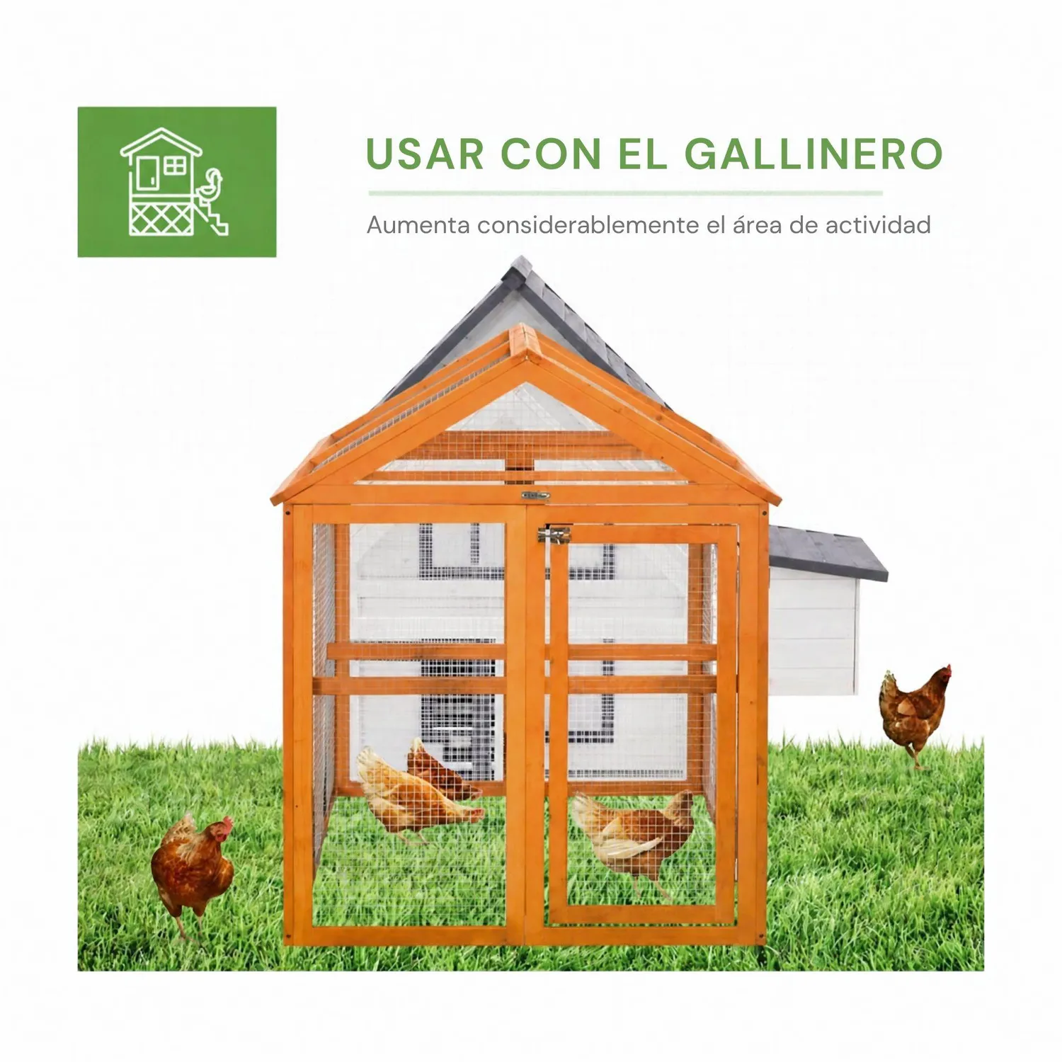 Gallinero de Madera para Gallinas con Puertas Seguras y Ventilación Natural 3