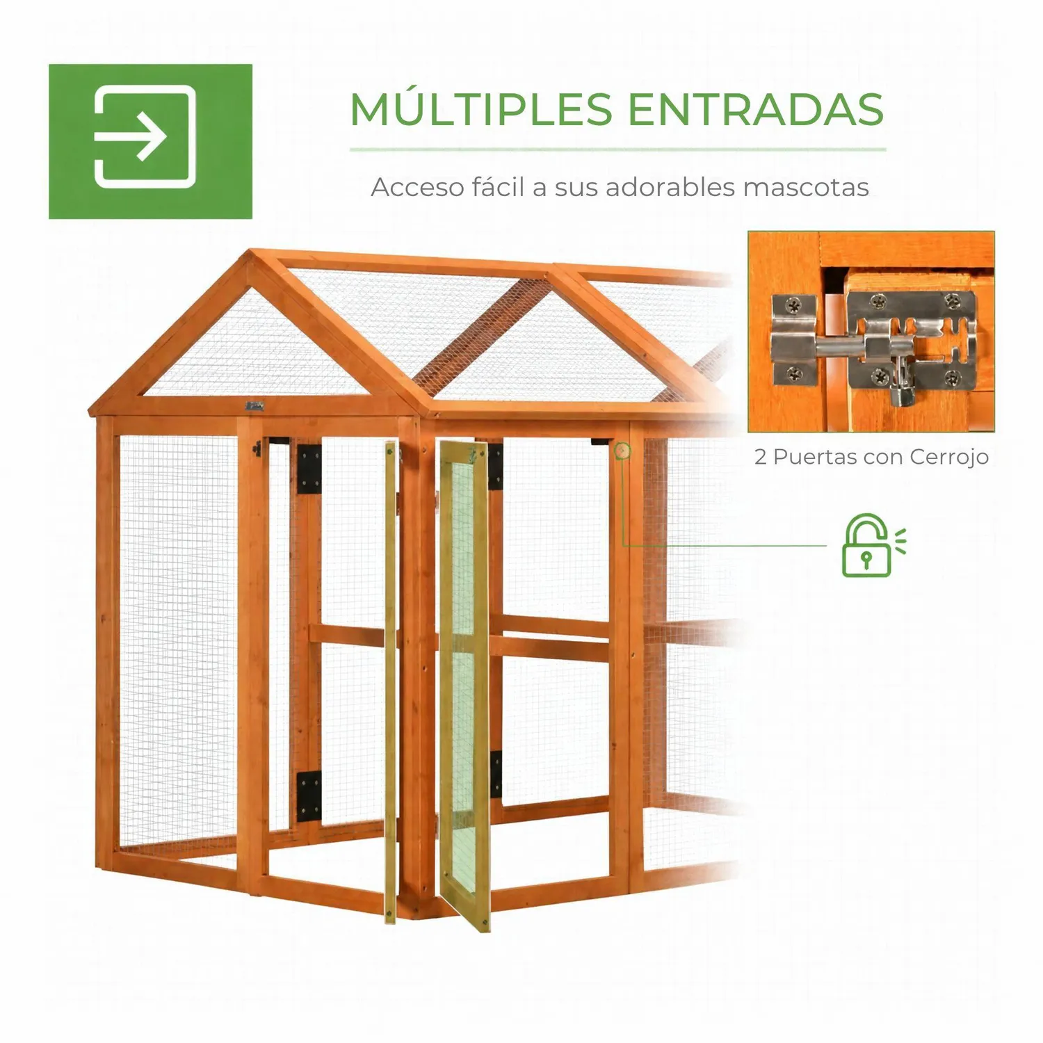 Gallinero de Madera para Gallinas con Puertas Seguras y Ventilación Natural 6