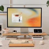Soporte Elevador de Monitor de Bambú con Diseño Minimalista para Escritorio