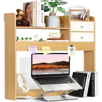 Organizador de Estante de Escritorio de Madera con 4 Estantes y Diseño Compacto