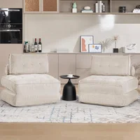 Sofá Cama Convertible VIKAYAMICS Beige con Espuma Confort y Diseño Doble