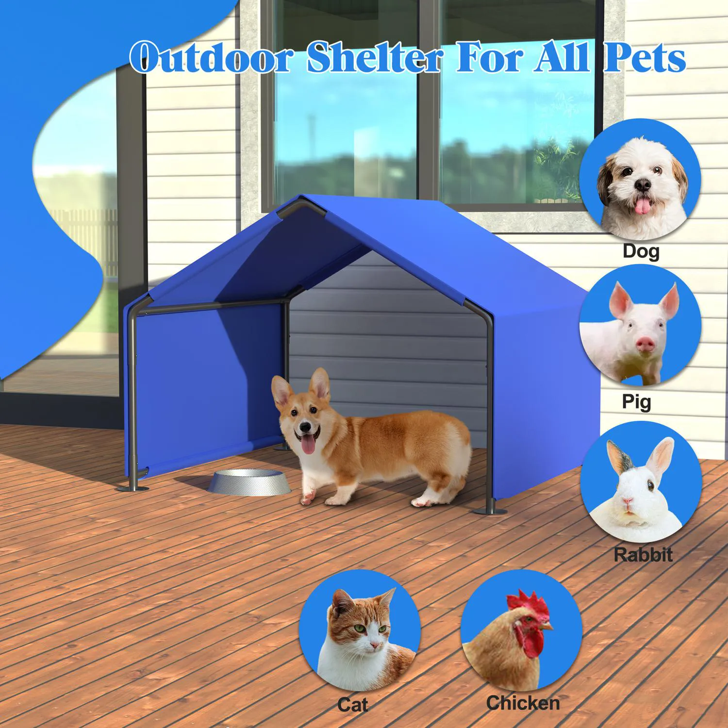 Tienda Impermeable con Protección Solar para Perros Pequeños y Medianos 8