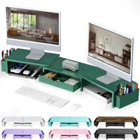 Soporte Elevador de Monitor Dual Gianotter con Cajón y Porta Plumas para Escritorio