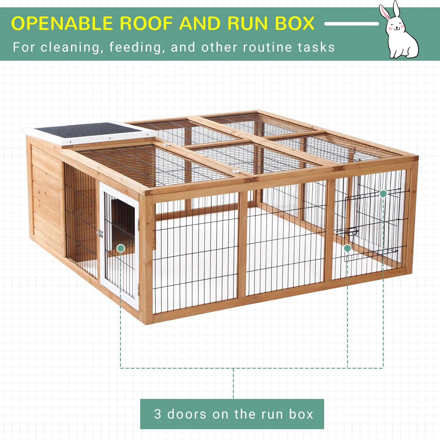Jaula de Madera para Animales Pequeños con Área Exterior Segura 4