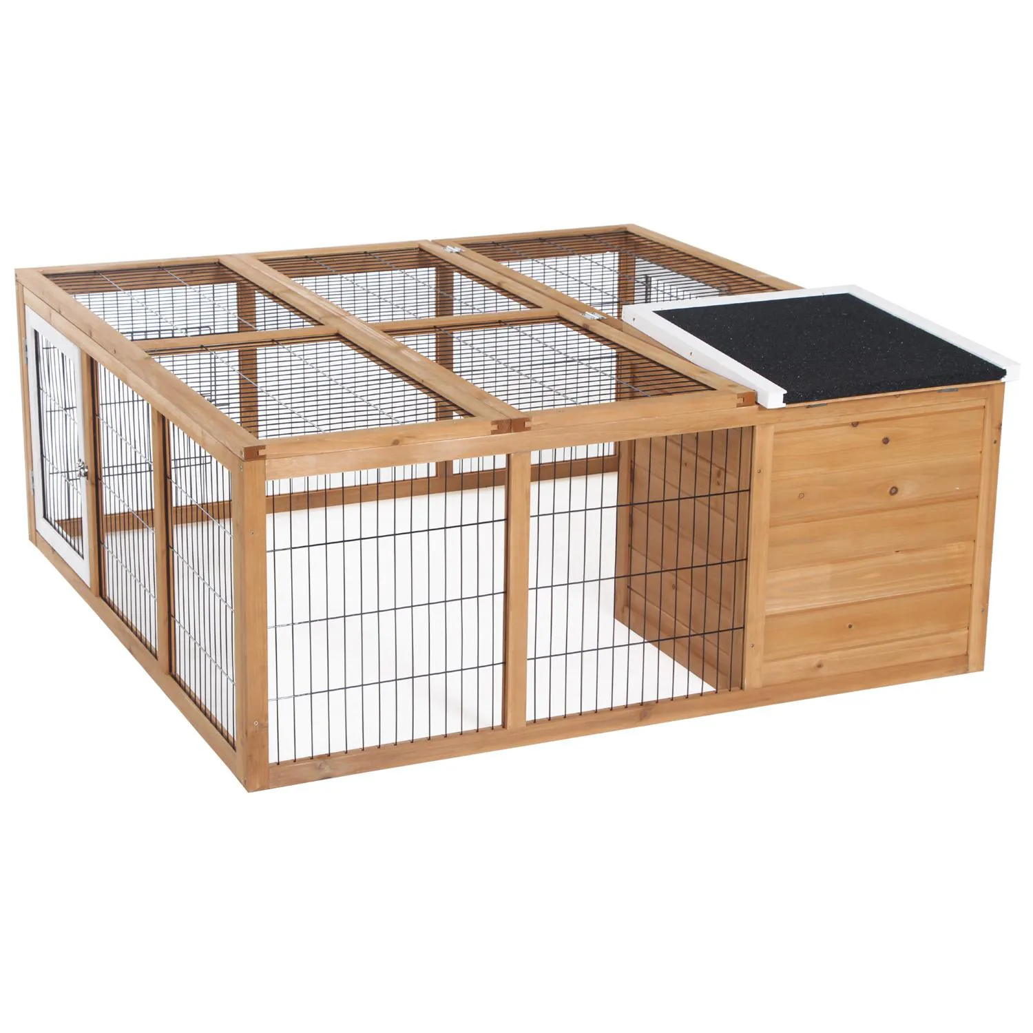 Jaula de Madera para Animales Pequeños con Área Exterior Segura 6