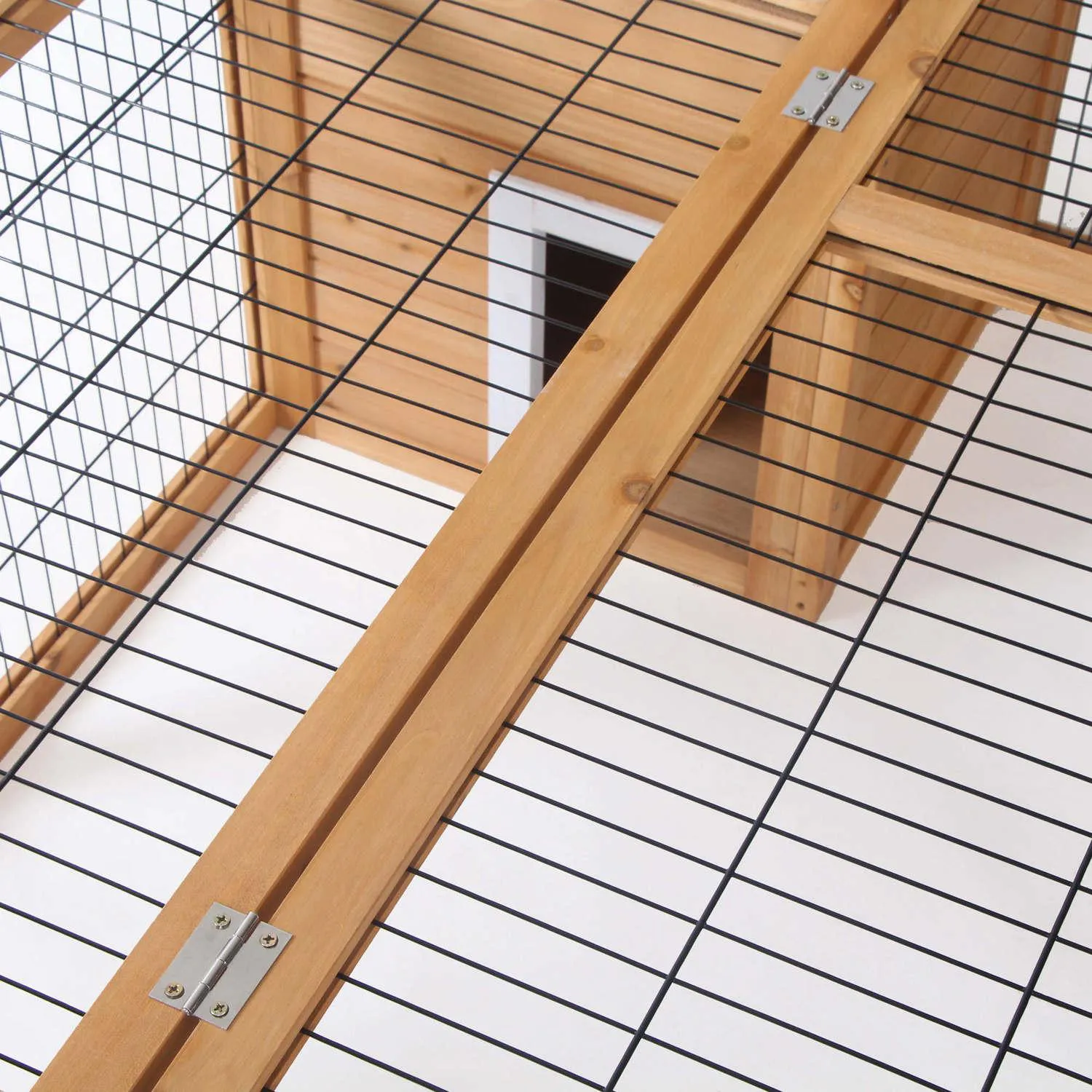 Jaula de Madera para Animales Pequeños con Área Exterior Segura 7