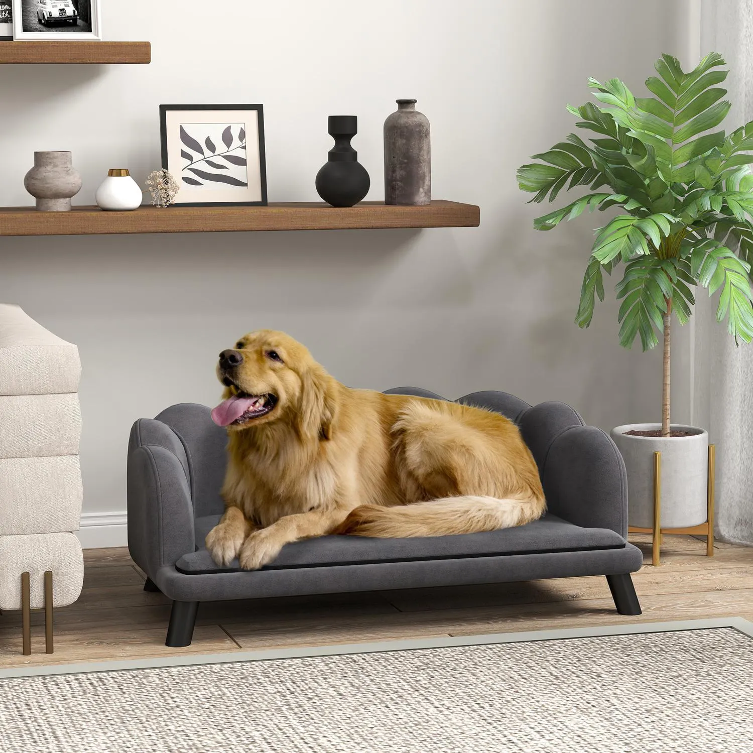 Casa Cama Elevada para Perro con Diseño Elegante y Cojín Lavable