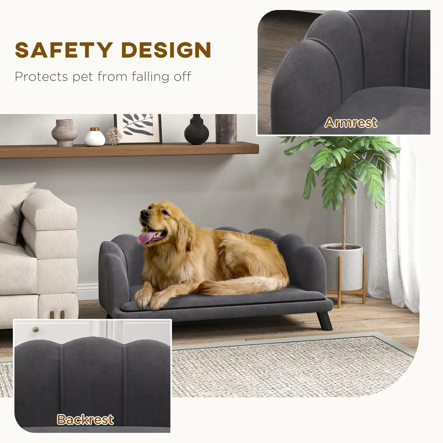 Casa Cama Elevada para Perro con Diseño Elegante y Cojín Lavable 4