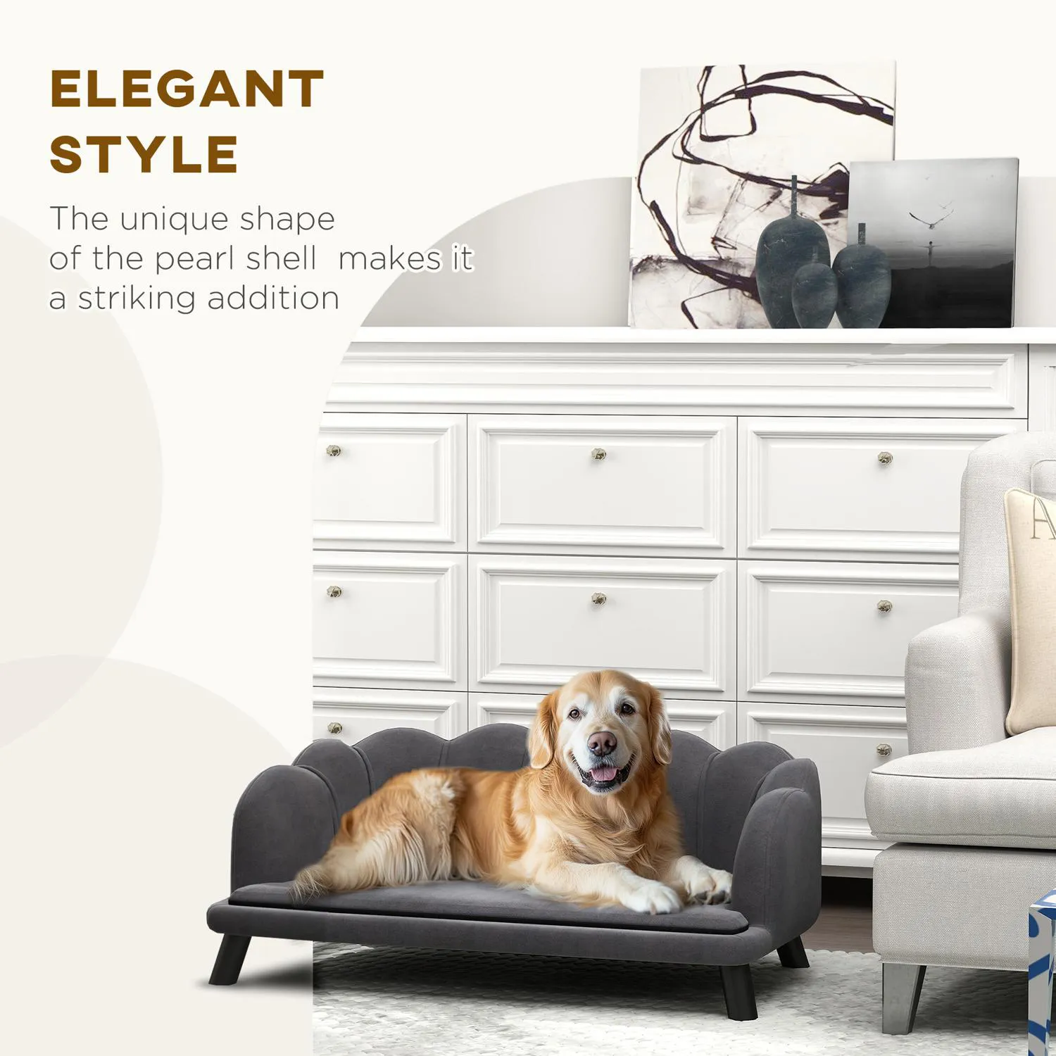 Casa Cama Elevada para Perro con Diseño Elegante y Cojín Lavable 5
