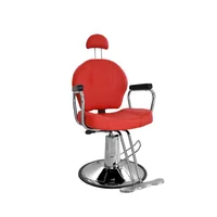 Silla de Barbería y Peluquería Reclinable Hidráulica y Giratoria Stetik Rojo Bonno