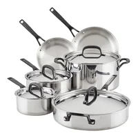 Batería de Cocina 10 Piezas de Acero Inoxidable 5 Capas Clad. Inducción. Kitchenaid