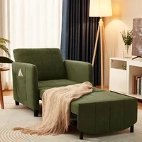 Sofá Cama Convertible Extra Larga 4 en 1 con Diseño Moderno Color Verde