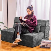 Sofá Cama Plegable Convertible con Respaldo Ajustable y Almohada Color Gris