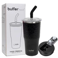 Mug Vaso Termo para Agua Café 570ml Buffer en Acero Inoxidable + Tapas Black Leopard