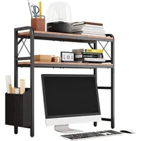 Soporte para Monitor con Estantes Ajustables y Bolsillos Laterales