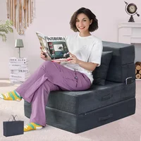 Sofá Cama Plegable 4 en 1 Individual con Almohada y Espuma Viscoelástica