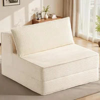 Sofá Cama Plegable NLDD Beige Convertible con Pana Suave y Espuma de Alta Densidad