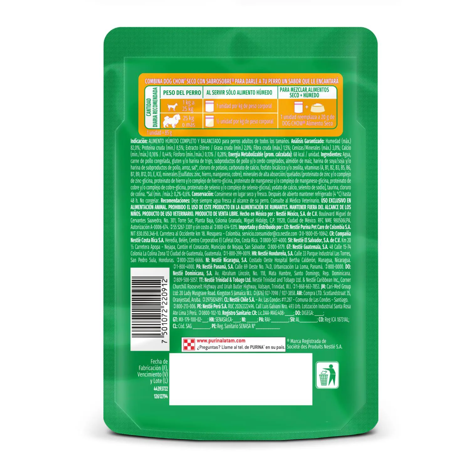 Comida Húmeda Dog Chow Para Perro Adulto Pollo 85g