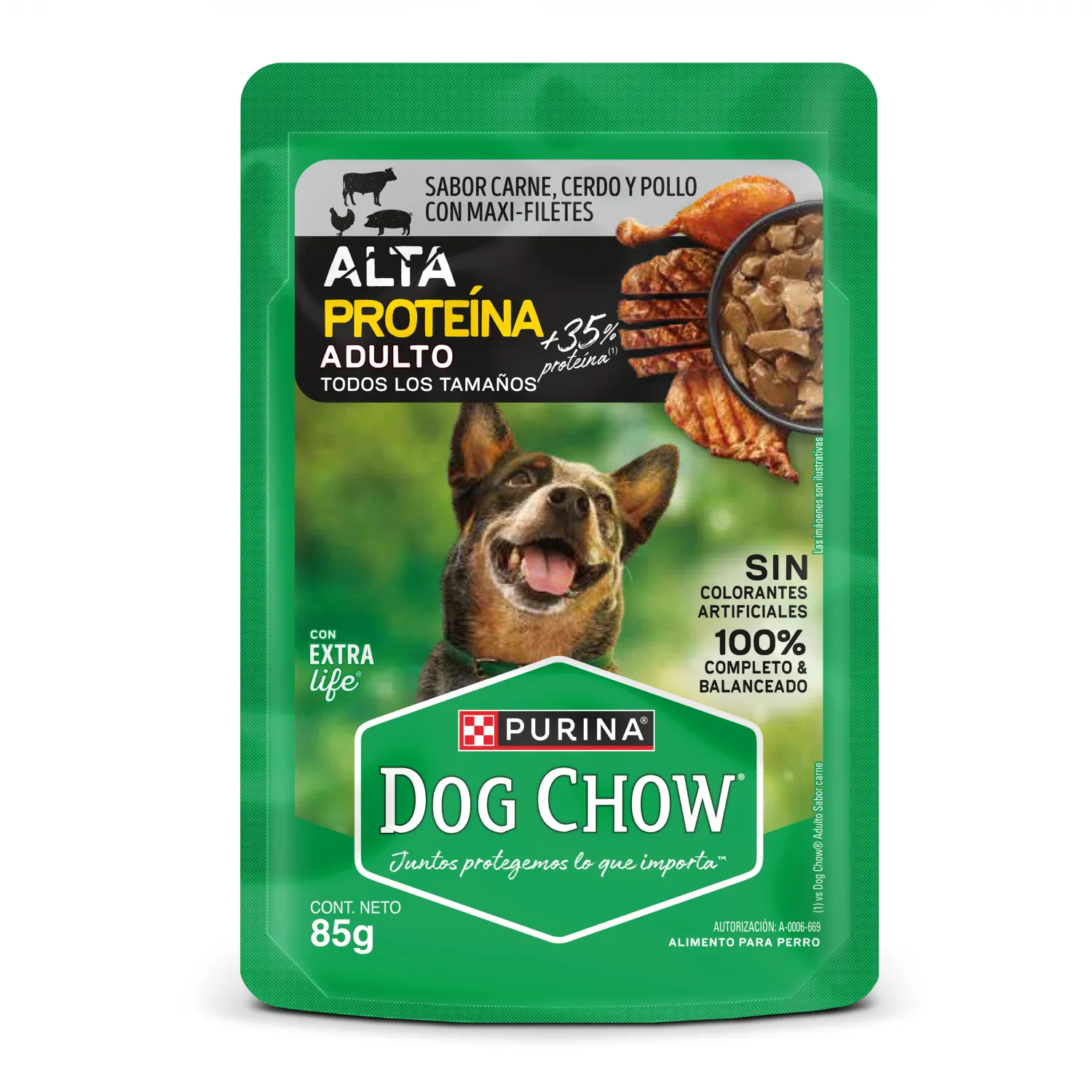 Comida Húmeda Dog Chow Para Perro Adulto Alta Proteína 85g