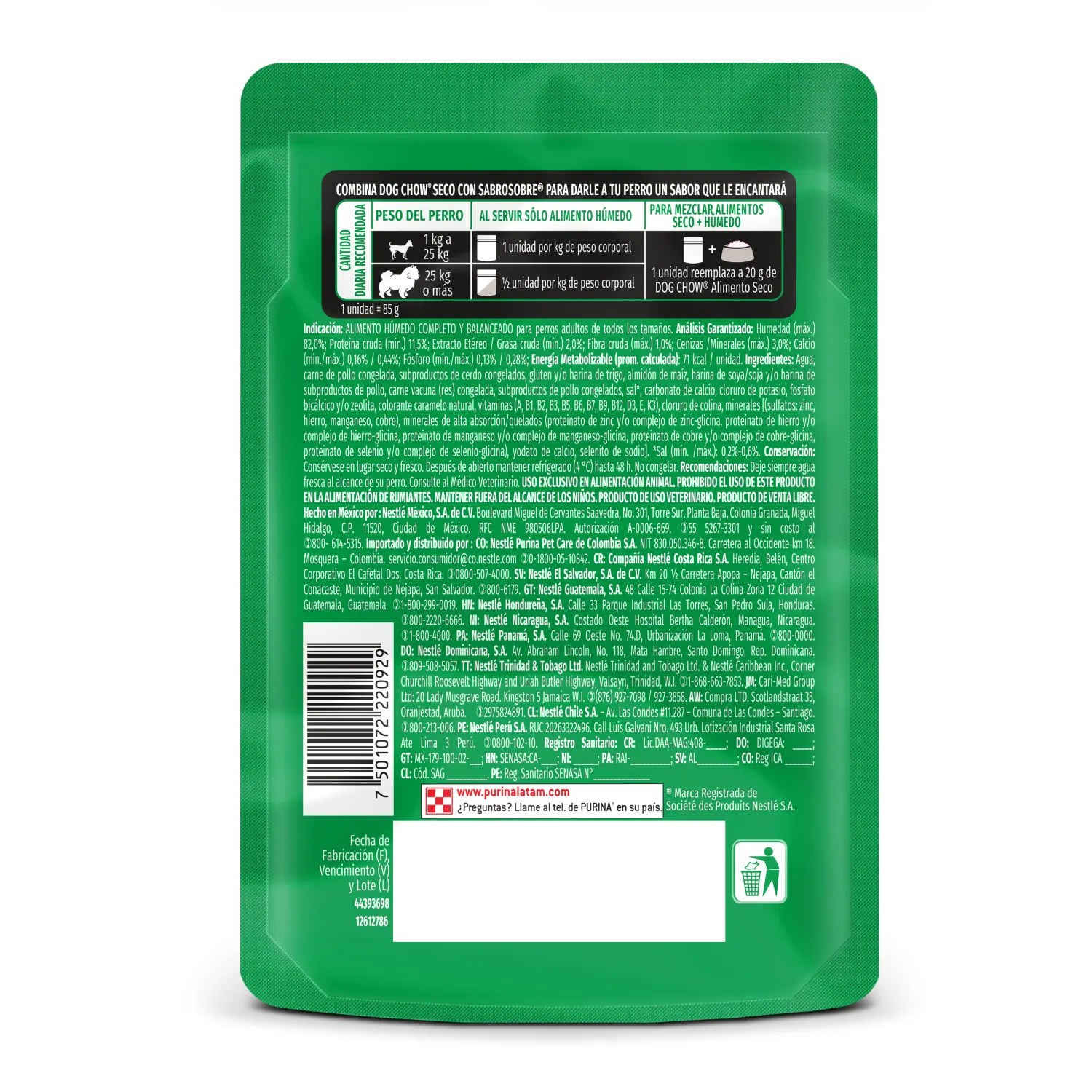 Comida Húmeda Dog Chow Para Perro Adulto Alta Proteína 85g