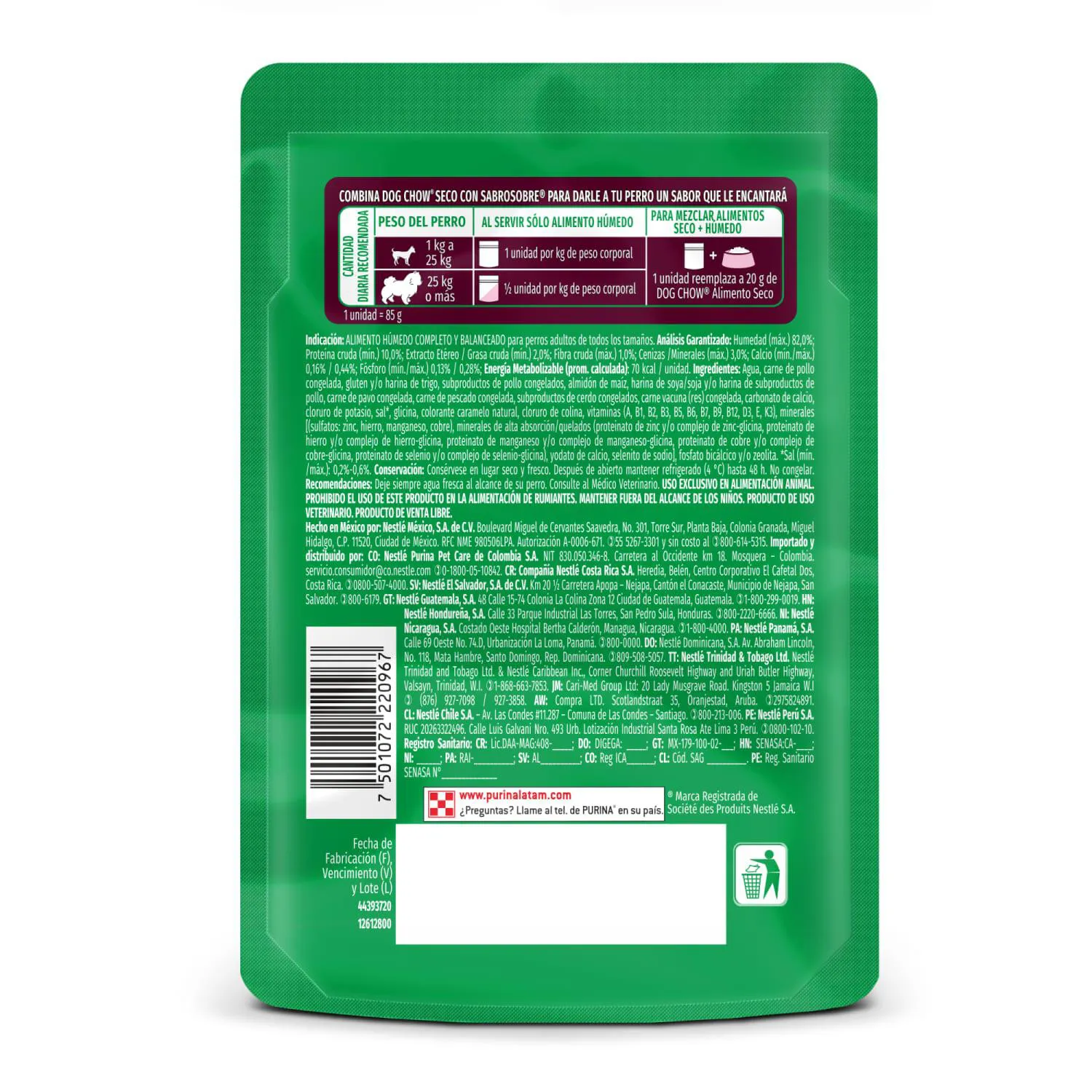 Comida Húmeda Dog Chow Para Perro Adulto Multi Proteína 85g