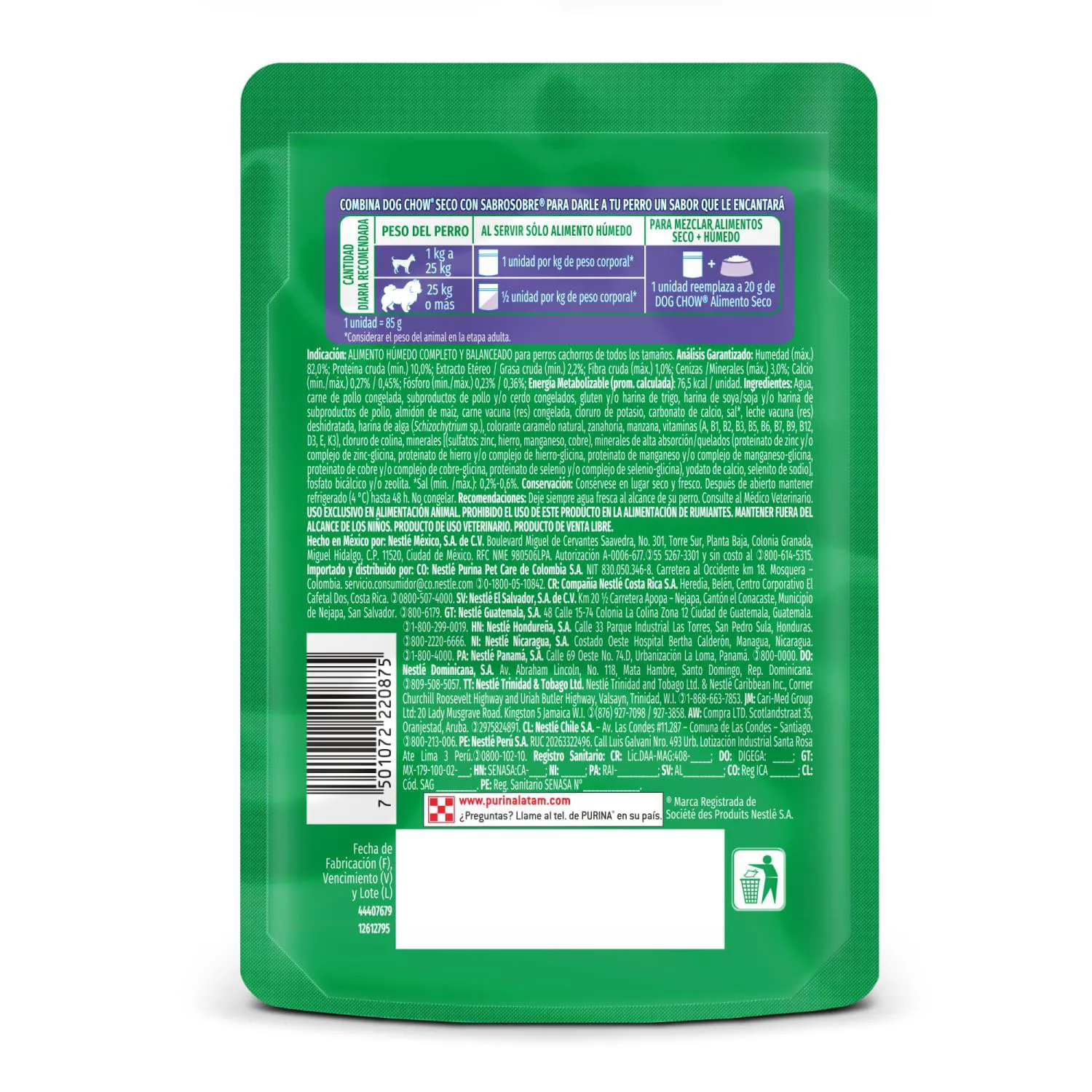 Comida Húmeda Dog Chow Para Perro Cachorro Carne 85g