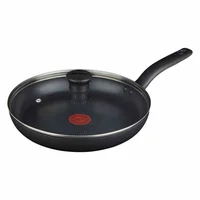 Sartén en Aluminio 28 cm Negro Antiadherente con Tapa de Vidrio Titanium Max, Libre de PFOA, Apto para Estufas de Inducción Imusa