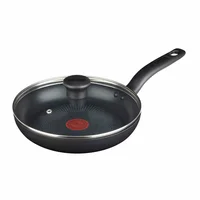 Sartén en Aluminio 24 cm Negro Antiadherente con Tapa de Vidrio Titanium Max, Libre de PFOA, Apto para Estufas de Inducción Imusa