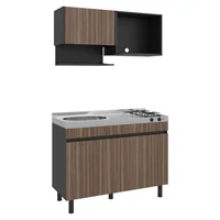 Cocina 120 Tofu Izquierda 3 cajones Avellana/wengue M.sup: 60x120x40 cm / M.inf: 86x120x50.1 cm