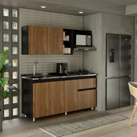 Cocina Integral Vitta 1.80 Metros Gales Negro Sin Mesón Just Home Collection
