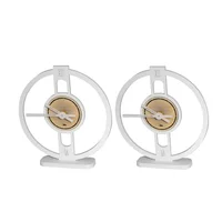 Set x 2 Relojes de Mesa Orion Blanco 20x20cm Circular Analogo de Baterias
