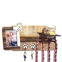 Repisa Perchero Pet Madera 47x15cm Con Dos Ganchos y Portarretrato