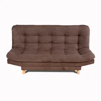 Sofá Cama Valencia Chocolate 180x85cm de Tres Puestos Antifluido Con Patas y Dos Cojines Decorativos