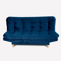 Sofá Cama Valencia Azul Petróleo 180x85cm de Tres Puestos Antifluido Con Patas y Dos Cojines Decorativos
