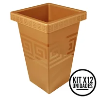 Matera Cuadrada de 13L Relieve Geométrico Moderna Decorativa Set X 12 Unidades