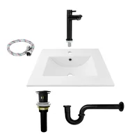 Combo Lavamanos Placa Blanco + Grifería para Agua Fría + Acople En Pvc + Push + Sifón Rigido C607