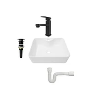 Combo Lavamanos Pequeño Rectangular + Griferia Mezclador Negro C719