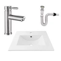 Kit Placa Lavamanos 51*46.5cm+griferia Monocontrol+push Flexible Plateada