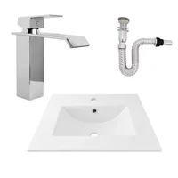 Kit Placa Lavamanos 51*46.5cm+griferia Monocontrol Pico Cascada+push Plateada