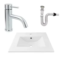 Kit Placa Lavamanos 51*46.5cm+griferia Monocontrol Curva+push Plateada Cepillada