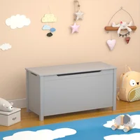 Baúl Infantil De Madera Con Tapa Segura 91 cm x 49 cm Gris